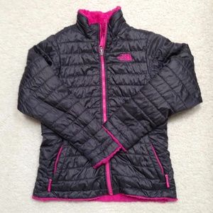 Girls North Face Reversible Black Pink Jacket